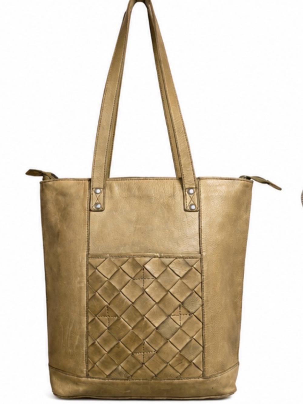 Vilenca Holland Genuine Leather Woven Tote Bag